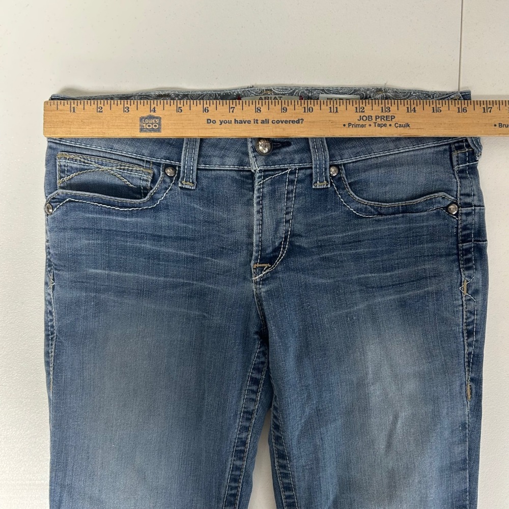 Ariat REAL Denim Jeans Womens 29XL Blue Bootcut Embroidered Pockets 32x36 * - Picture 8 of 13